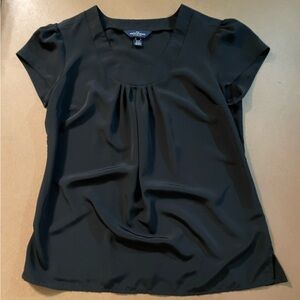 The Outfitters by Lands' End Black Scoop Neck Blouse